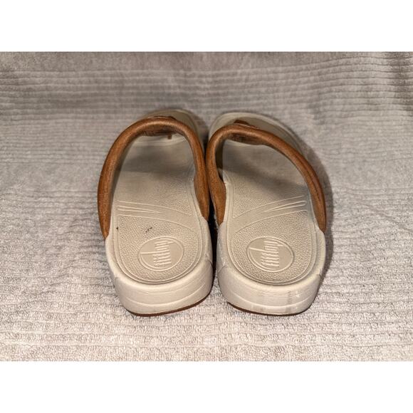FitFlop Walk Star Leather Thong slip-on sandal Tan Womens size 6 - Picture 3 of 6